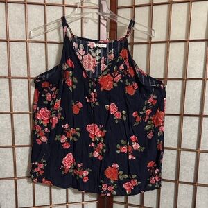 Maurices Navy Floral Camisole PTP 21.5 inches